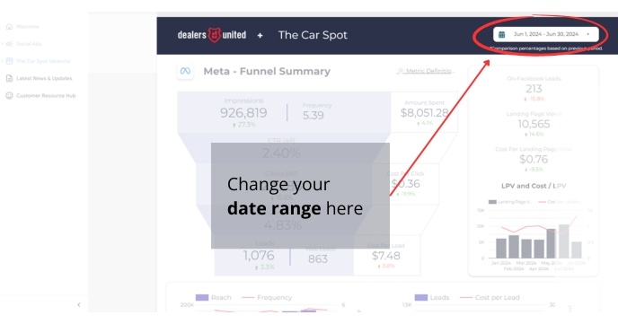 Dealers United New Social Ads Reporting Tutorial - Change Your Date Range